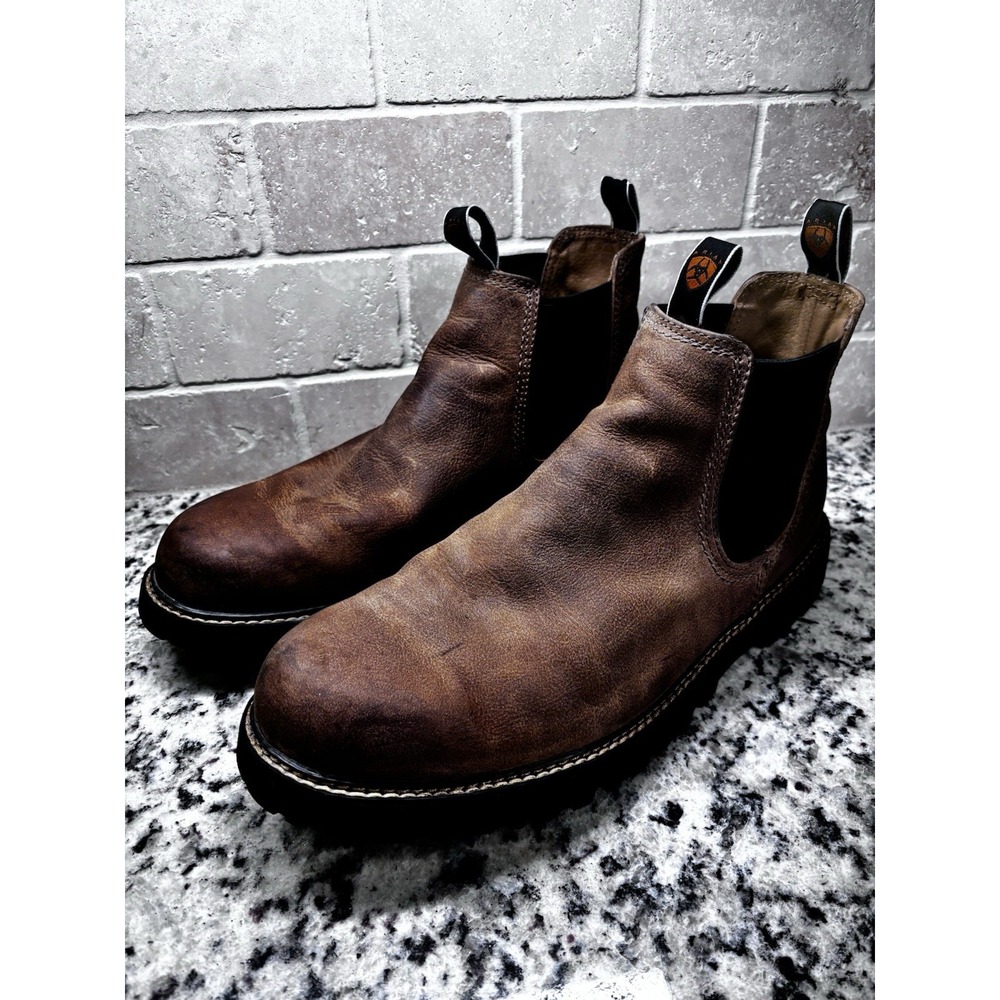 Ariat Men's Spot Hog Chelsea Boots Composite Toe 14D Distressed‎ Brown Leather